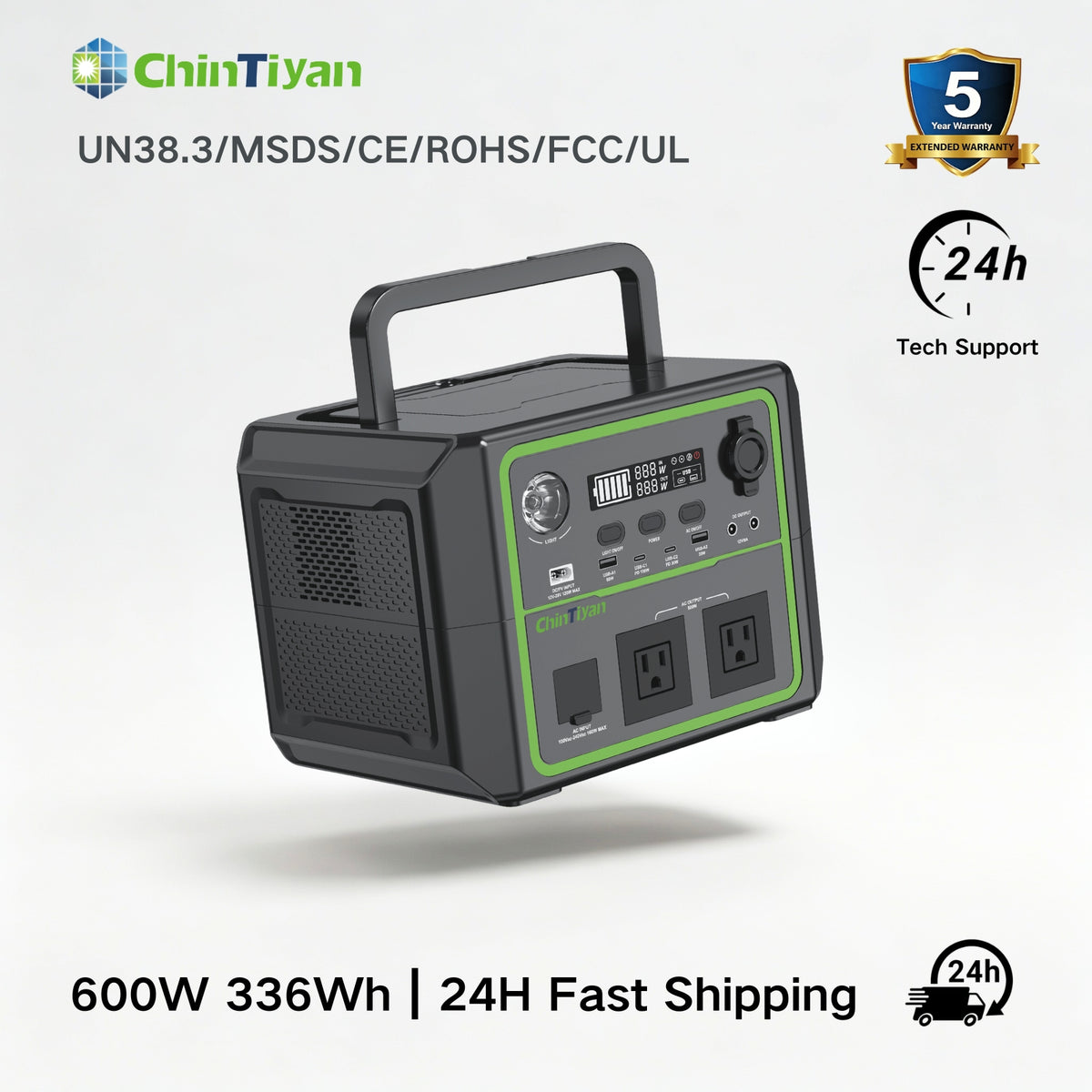 QT-BP060B 600W 336Wh US Portable Power Station Camping Solar Generator