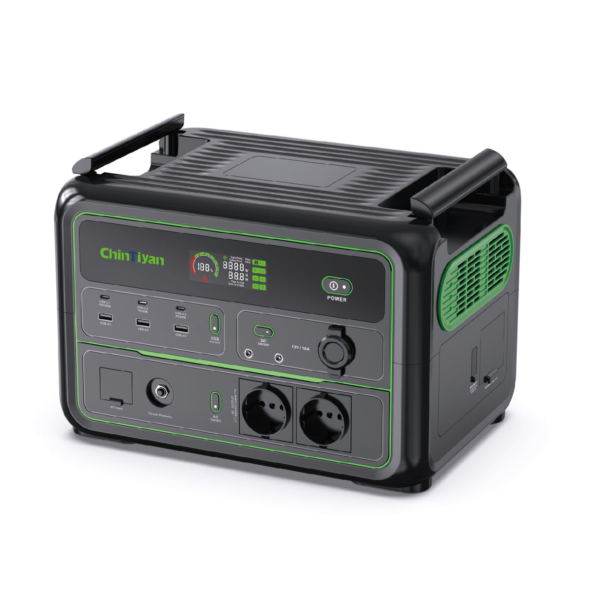 QT-BP120C 1200W 1008Wh EU Portable Power Station LiFePO4 Solar Generator Emergency Backup Battery with Wireless Charging