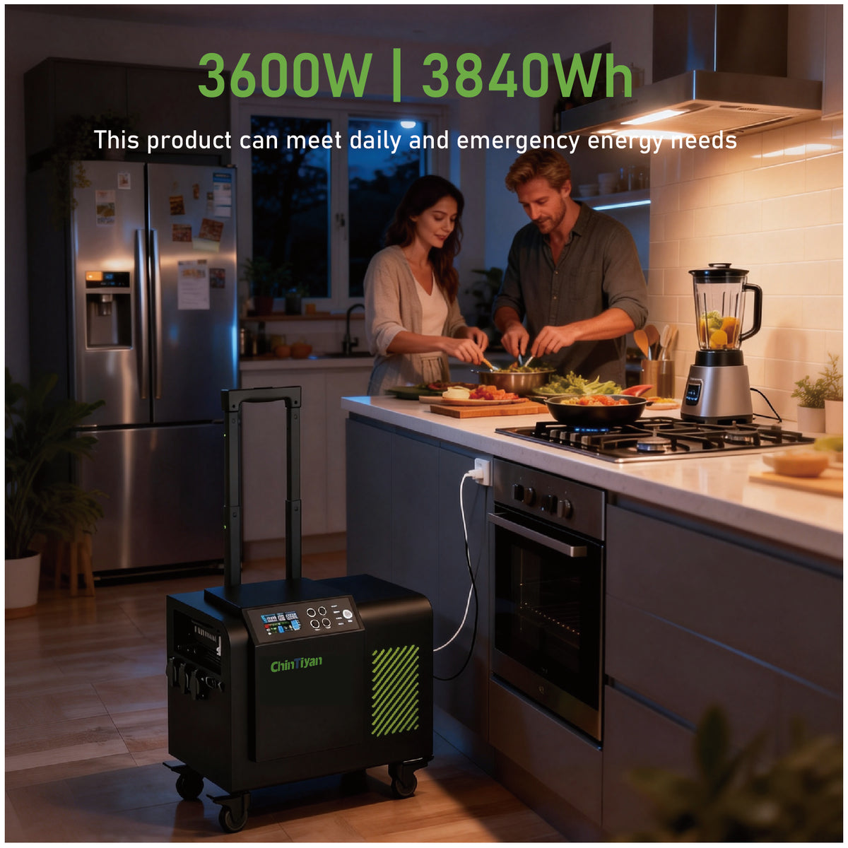 QT-BH0404A 3600W 3840Wh EUTrolley Portable Energy Storage Station For Home Power Generation
