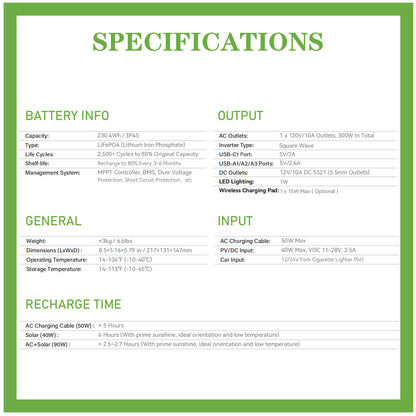 QT-BP030D 300W 230.4Wh 230V EU Standard Pure Sine Wave Outdoor Portable Power Station Solar Battery Generator Home Energy