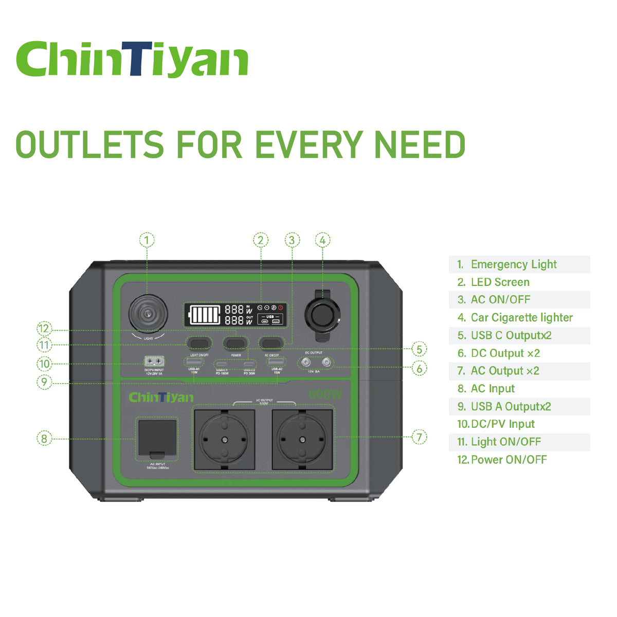 QT-BP060B 600W 336Wh Portable Power Station Camping Solar Generato