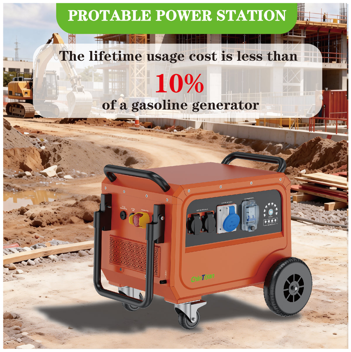 QT-BP500A 5000W 5120Wh EU IP54 Waterproof Industrial Portable Power station LiFePO4 Generator Replace Diesel Generator