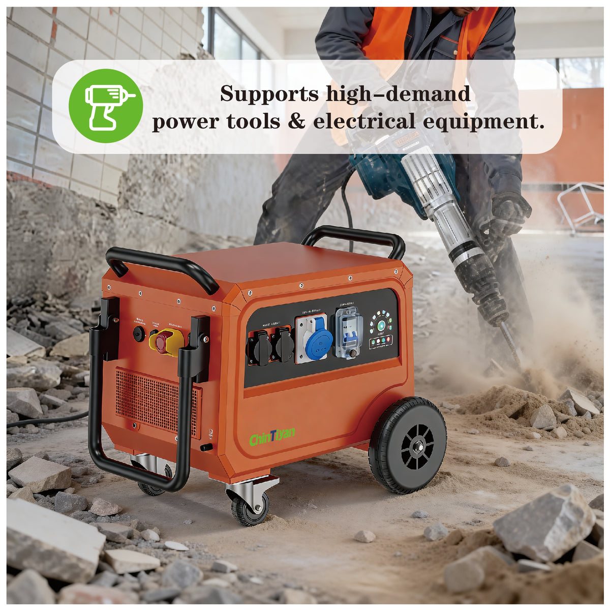 QT-BP500A 5000W 5120Wh EU IP54 Waterproof Industrial Portable Power station LiFePO4 Generator Replace Diesel Generator