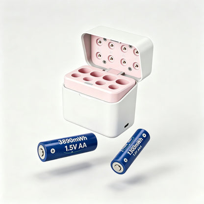 8-slot 1.5V Type-C Fast-Charging Smart Charging Case with LCD Screen for AA and AAA Lithium Batteries