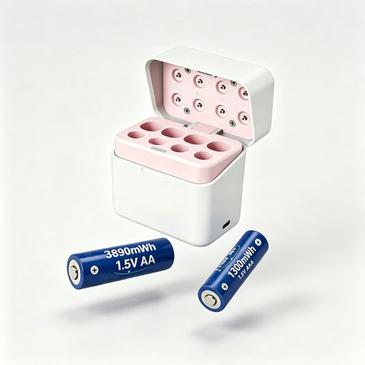 8-slot 1.5V Type-C Fast-Charging Smart Charging Case with LCD Screen for AA and AAA Lithium Batteries